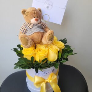 Box de 9 rosas con osito