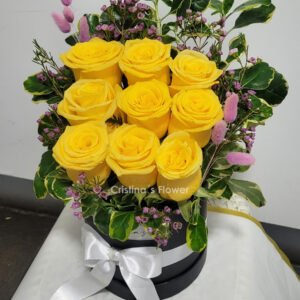 Box de 9 rosas amarillas