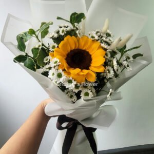 Ramo de 1 Girasol con Santa Marías