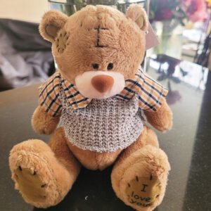 Osito con camisa y chaleco de hilo